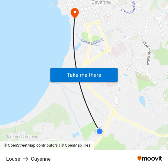 Lousé to Cayenne map