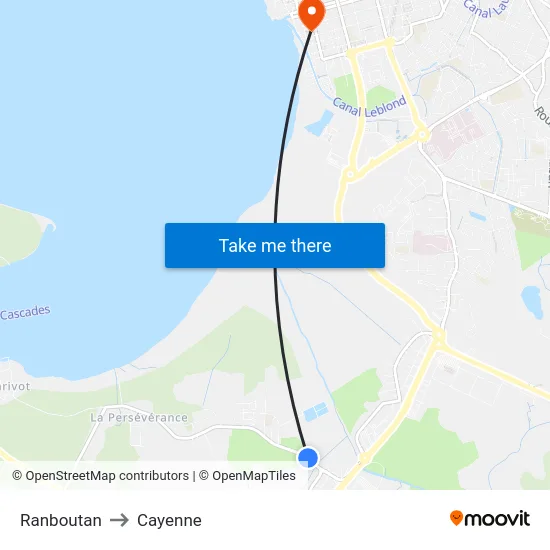 Ranboutan to Cayenne map