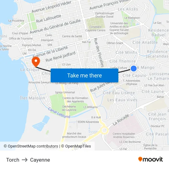 Torch to Cayenne map