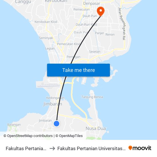 Fakultas Pertanian Barat to Fakultas Pertanian Universitas Dwijendra map