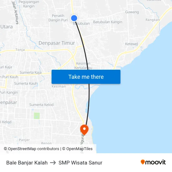 Bale Banjar Kalah to SMP Wisata Sanur map