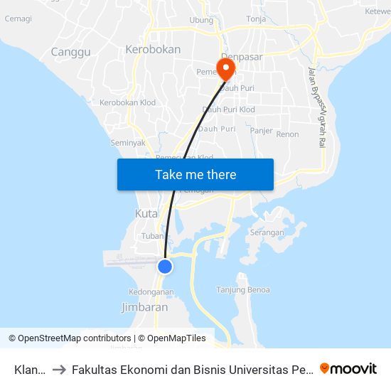 Klan Barat to Fakultas Ekonomi dan Bisnis Universitas Pendidikan Nasional 'Undiknas' BALI map