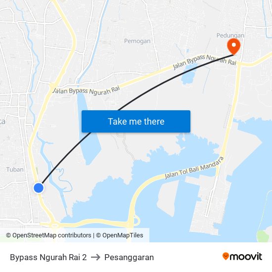Bypass Ngurah Rai 2 to Pesanggaran map