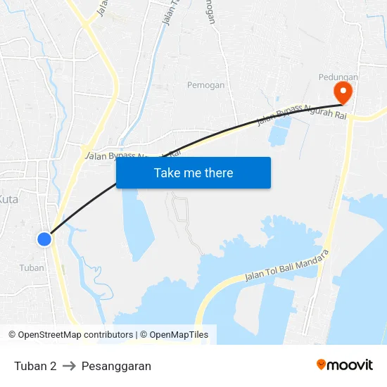Tuban 2 to Pesanggaran map