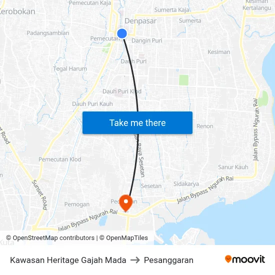 Kawasan Heritage Gajah Mada to Pesanggaran map
