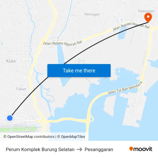 Perum Komplek Burung Selatan to Pesanggaran map
