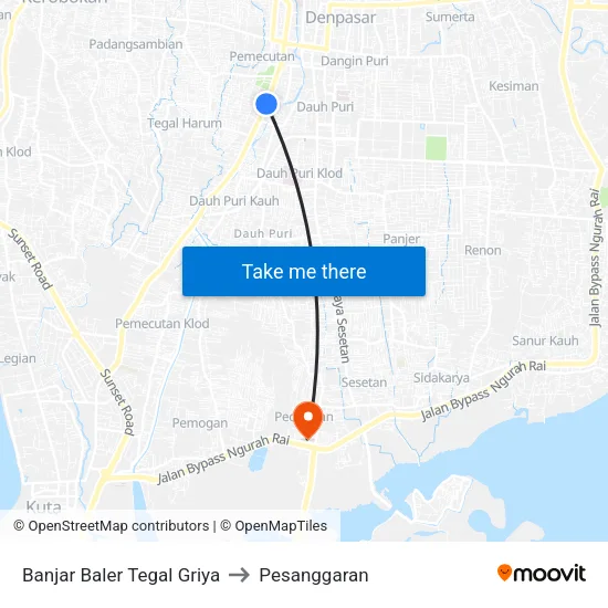 Banjar Baler Tegal Griya to Pesanggaran map