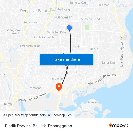 Disdik Provinsi Bali to Pesanggaran map