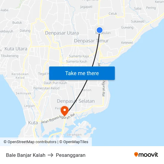 Bale Banjar Kalah to Pesanggaran map