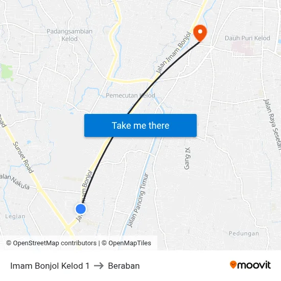 Imam Bonjol Kelod 1 to Beraban map