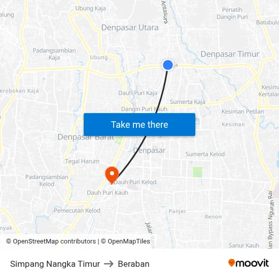 Simpang Nangka Timur to Beraban map