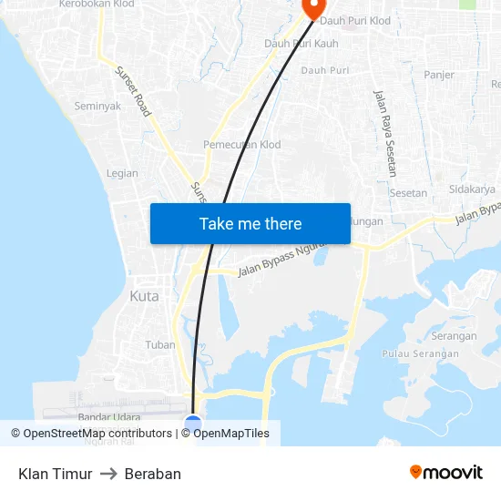Klan Timur to Beraban map