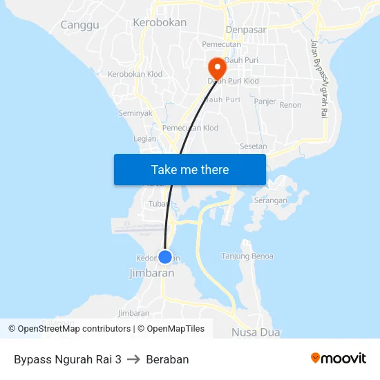 Bypass Ngurah Rai 3 to Beraban map