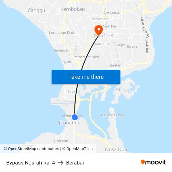 Bypass Ngurah Rai 4 to Beraban map
