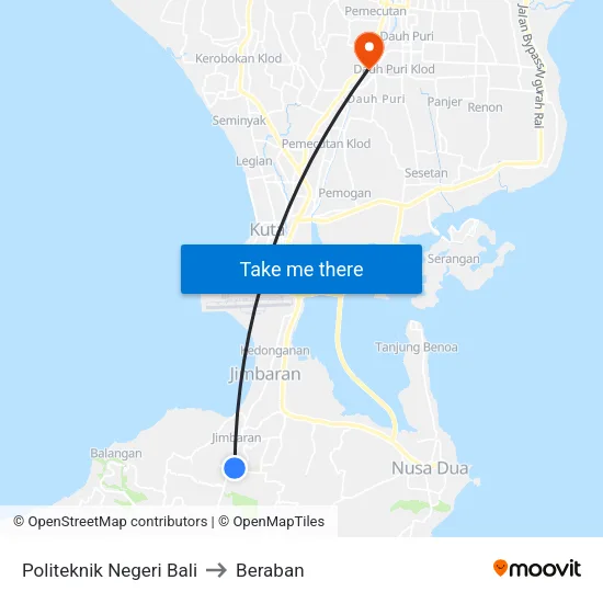 Politeknik Negeri Bali to Beraban map