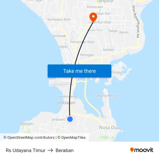 Rs Udayana Timur to Beraban map