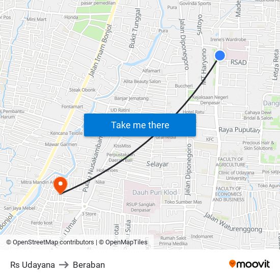 Rs Udayana to Beraban map