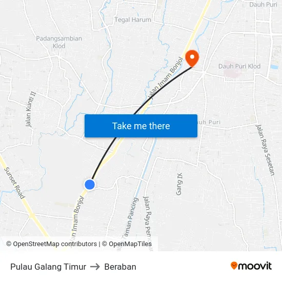 Pulau Galang Timur to Beraban map