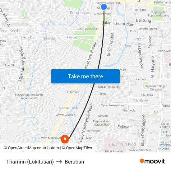 Thamrin (Lokitasari) to Beraban map