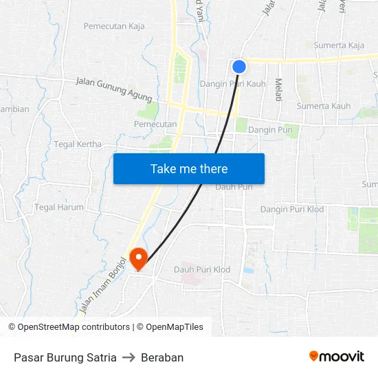 Pasar Burung Satria to Beraban map