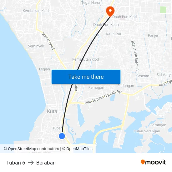 Tuban 6 to Beraban map