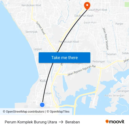 Perum Komplek Burung Utara to Beraban map