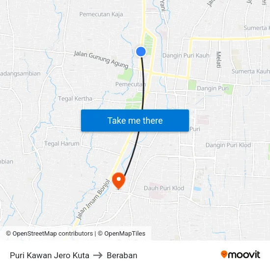 Puri Kawan Jero Kuta to Beraban map