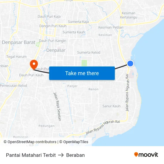 Pantai Matahari Terbit to Beraban map