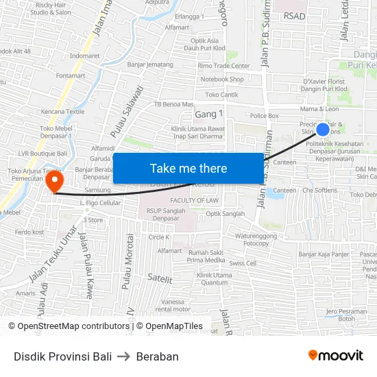 Disdik Provinsi Bali to Beraban map
