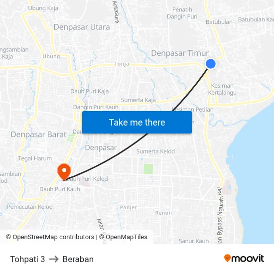 Tohpati 3 to Beraban map