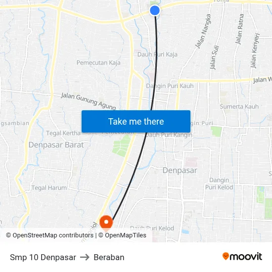 Smp 10 Denpasar to Beraban map