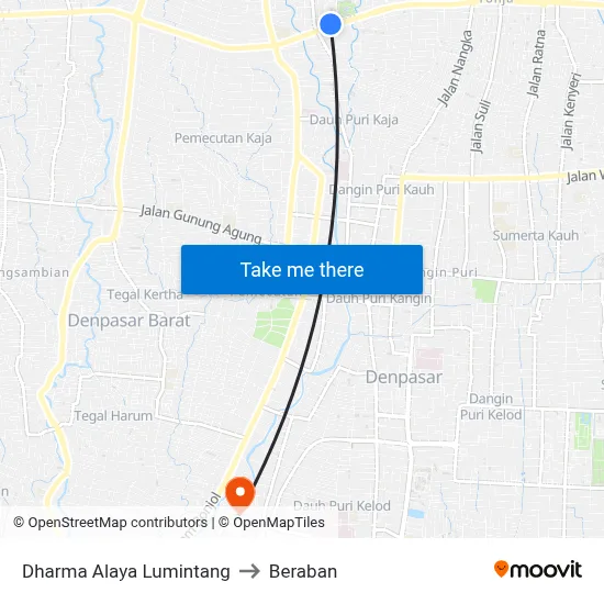Dharma Alaya Lumintang to Beraban map