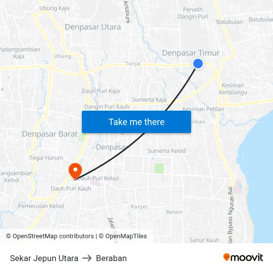 Sekar Jepun Utara to Beraban map
