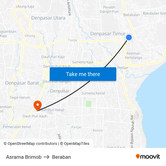Asrama Brimob to Beraban map