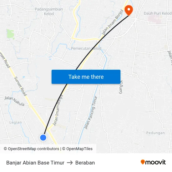 Banjar Abian Base Timur to Beraban map