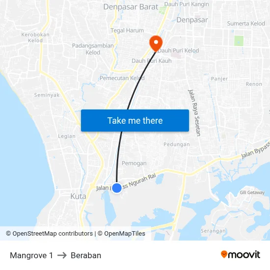 Mangrove 1 to Beraban map