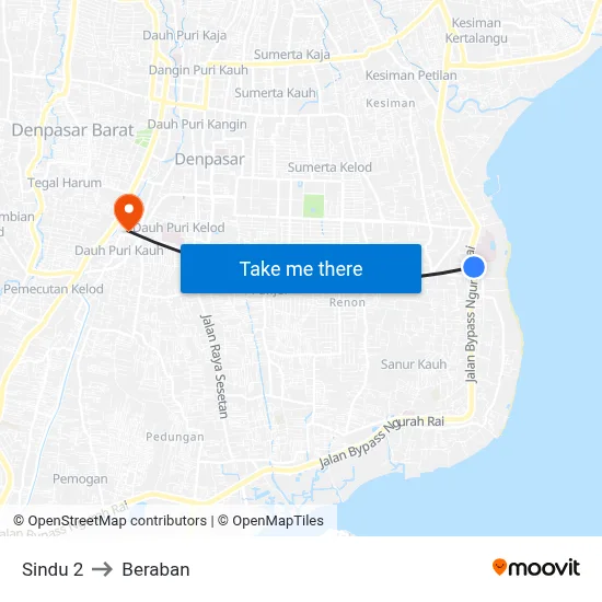 Sindu 2 to Beraban map