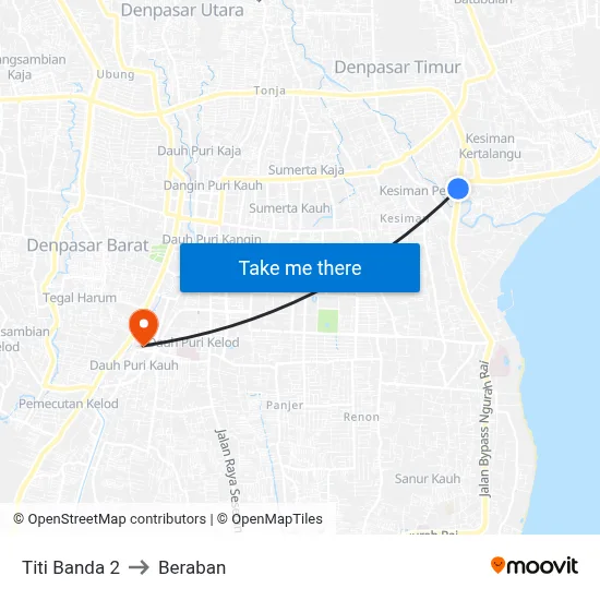 Titi Banda 2 to Beraban map