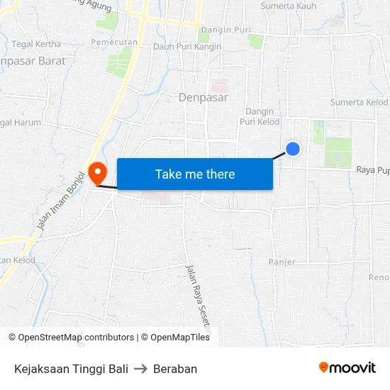 Kejaksaan Tinggi Bali to Beraban map