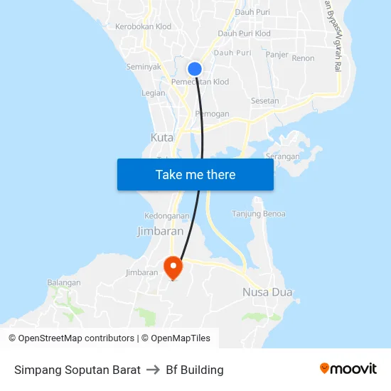 Simpang Soputan Barat to Bf Building map