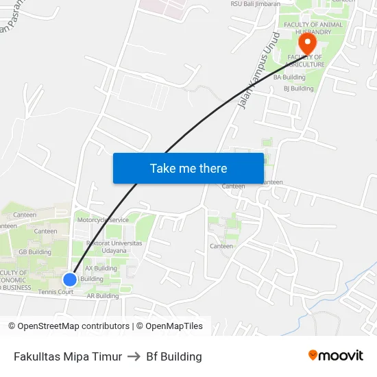 Fakulltas Mipa Timur to Bf Building map