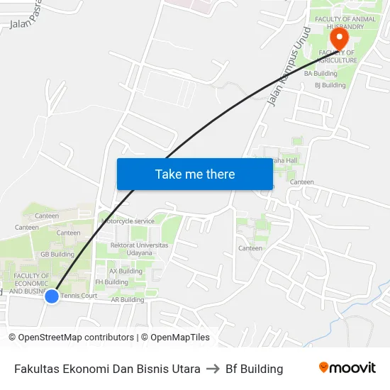 Fakultas Ekonomi Dan Bisnis Utara to Bf Building map
