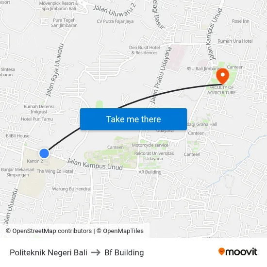 Politeknik Negeri Bali to Bf Building map