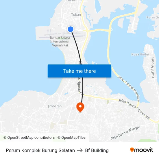 Perum Komplek Burung Selatan to Bf Building map