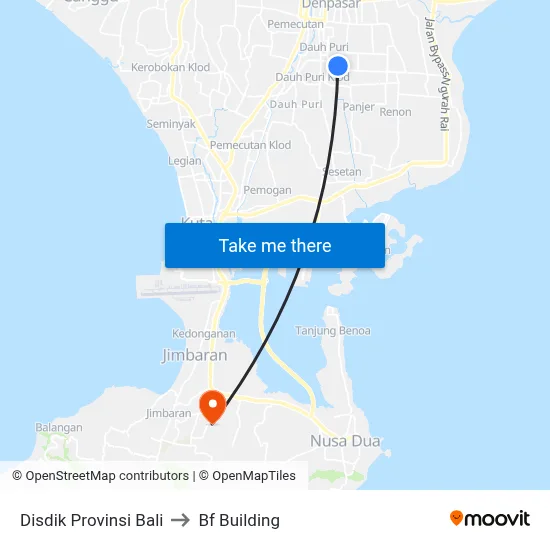 Disdik Provinsi Bali to Bf Building map