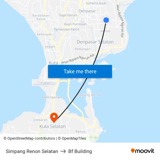 Simpang Renon Selatan to Bf Building map