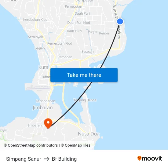 Simpang Sanur to Bf Building map