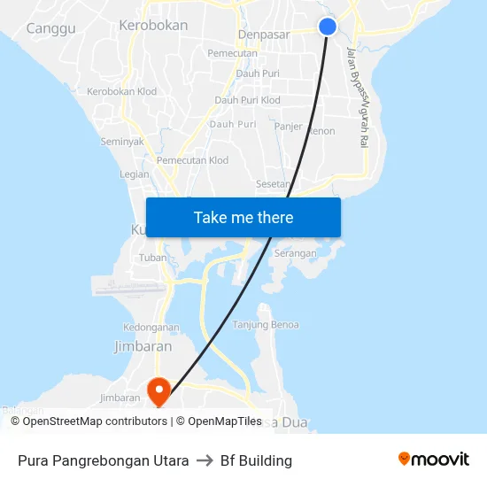 Pura Pangrebongan Utara to Bf Building map