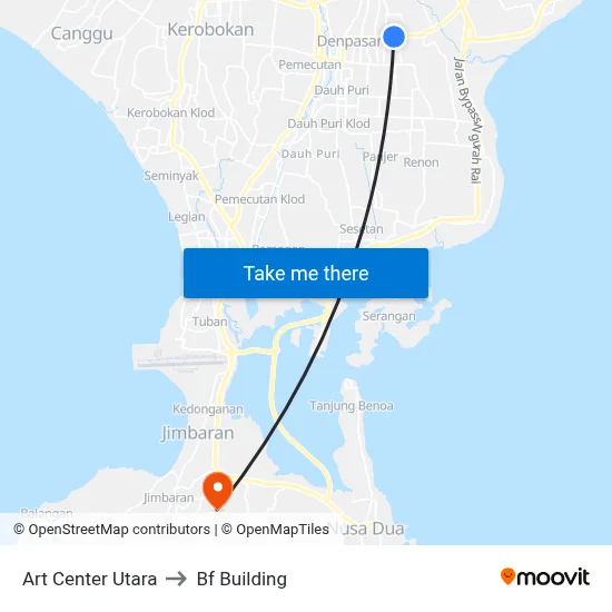 Art Center Utara to Bf Building map