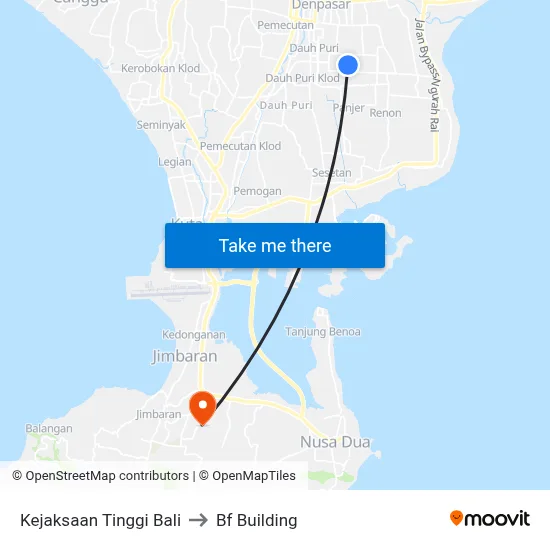 Kejaksaan Tinggi Bali to Bf Building map